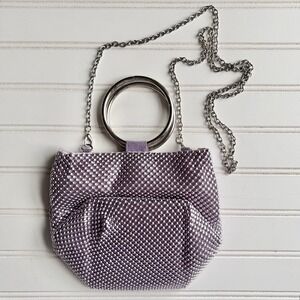 Jessica McClintock Ball Mesh Purse Ring Clutch Crossbody‎ Evening Handbag Purple